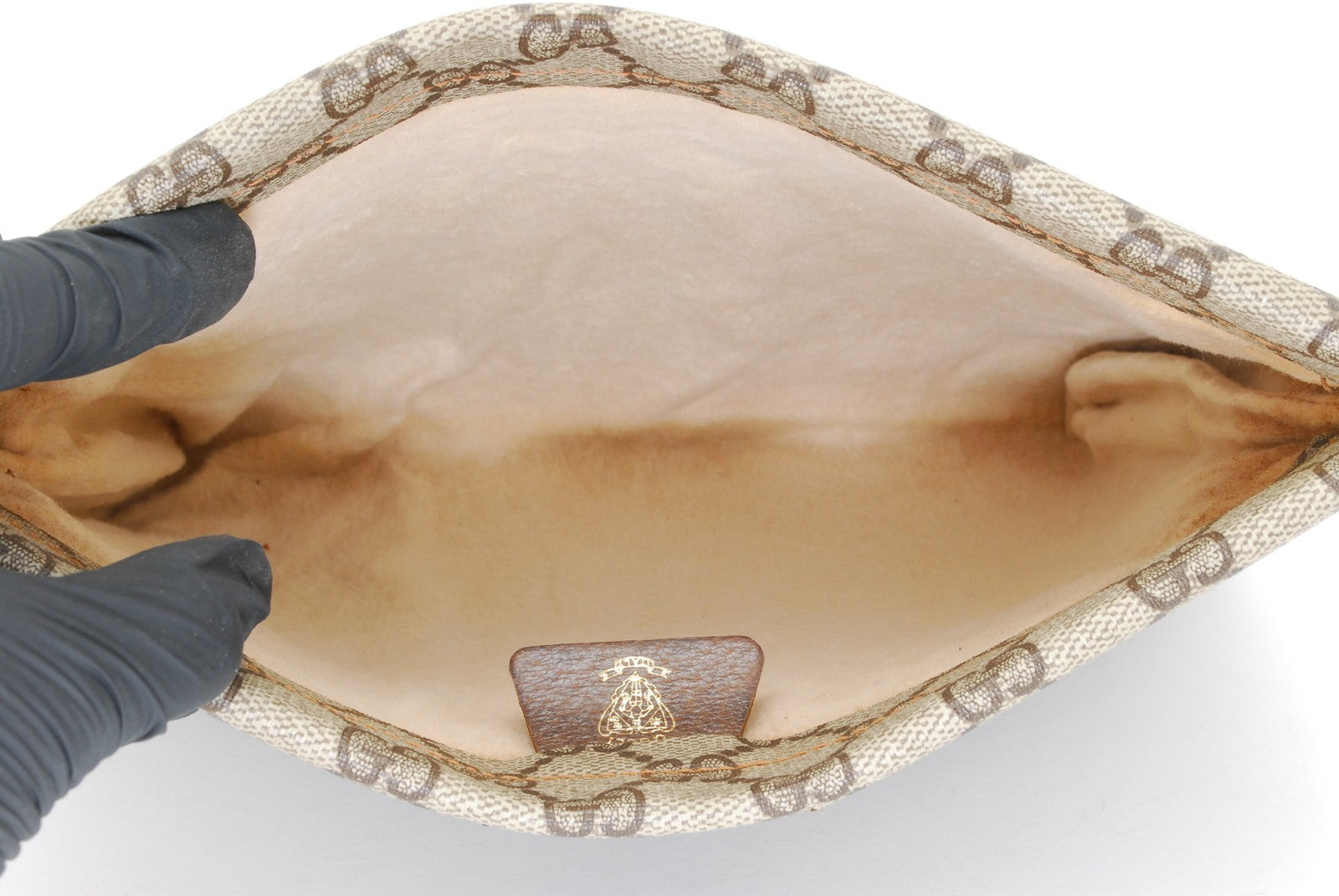 Gucci GG Supreme Clutch Bag - Brown, PVC Leather 