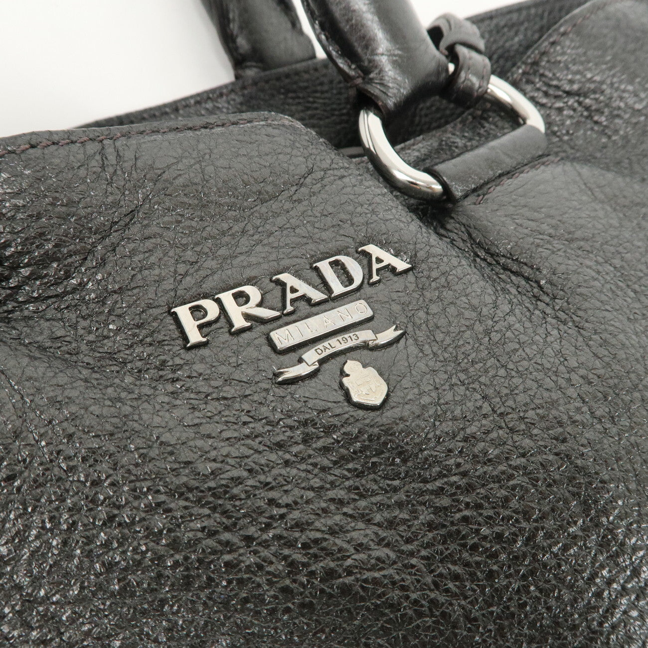 PRADA Leather 2 Way Tote Bag - Metallic Gray, Leather