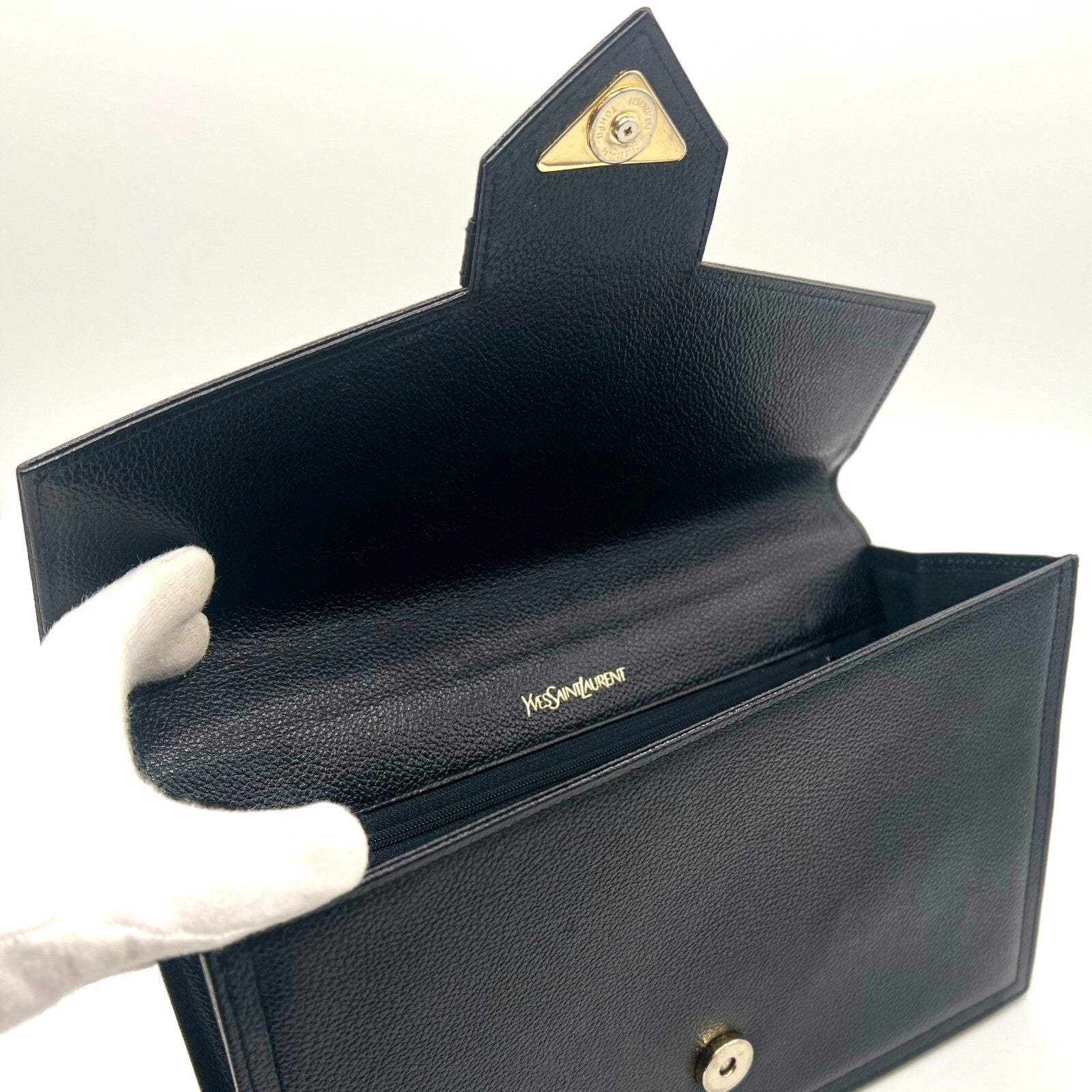 Saint Laurent YSL Clutch - Black, Leather 
