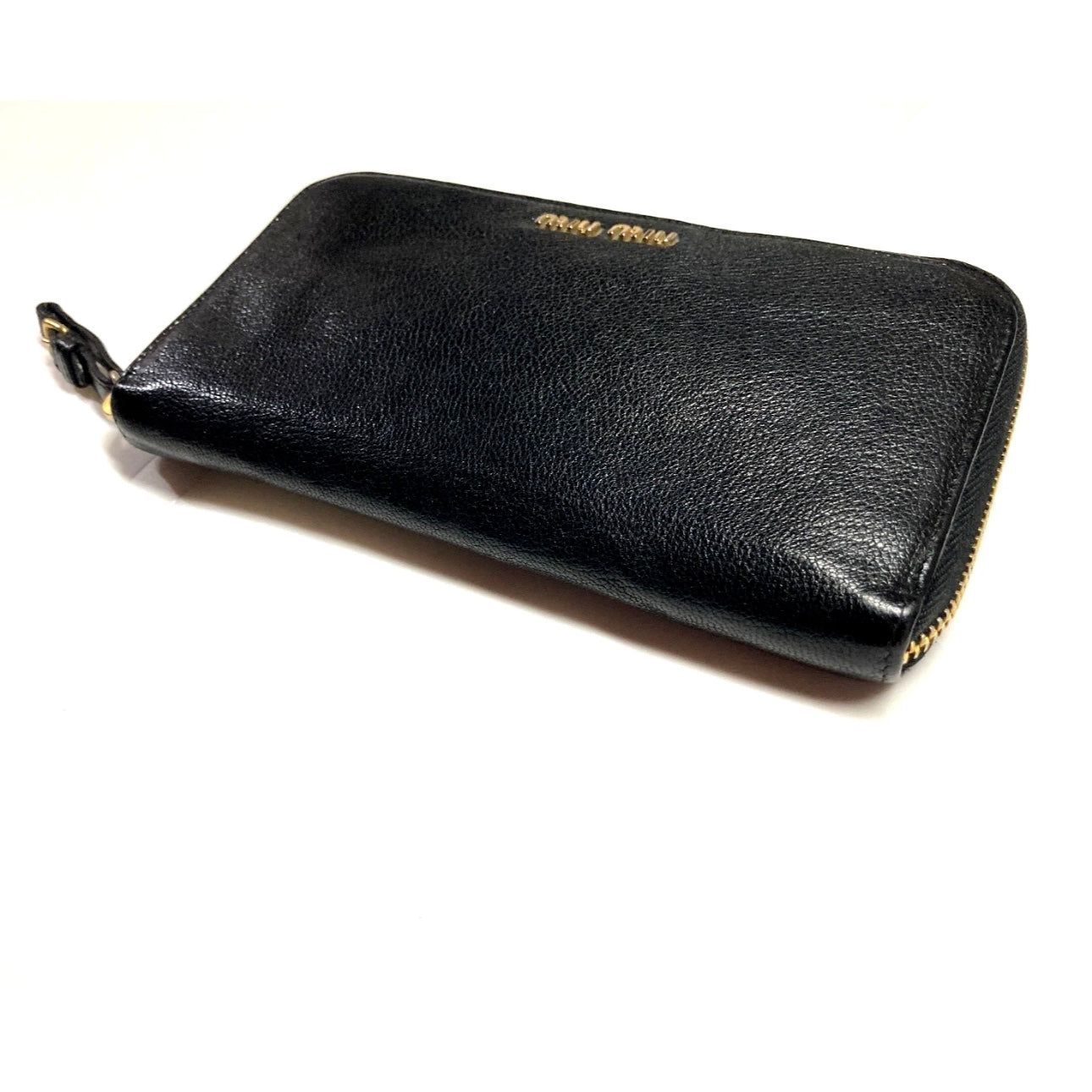 MIU MIU VINTAGE ZIP AROUND EMBOSSED LEATHER LONG WALLET