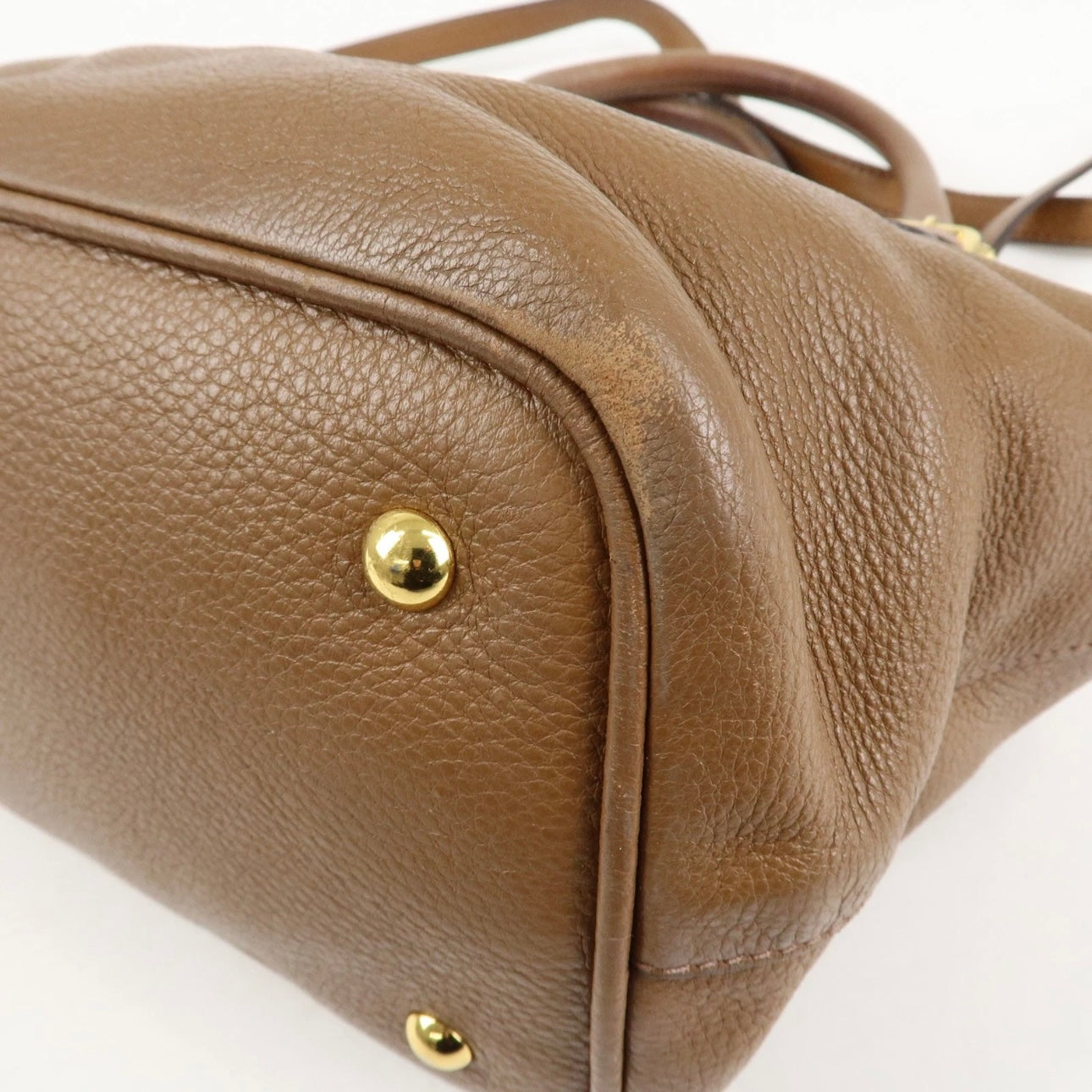 MIU MIU Vitello Phenix Leather Shoulder& Hand Bag Brown