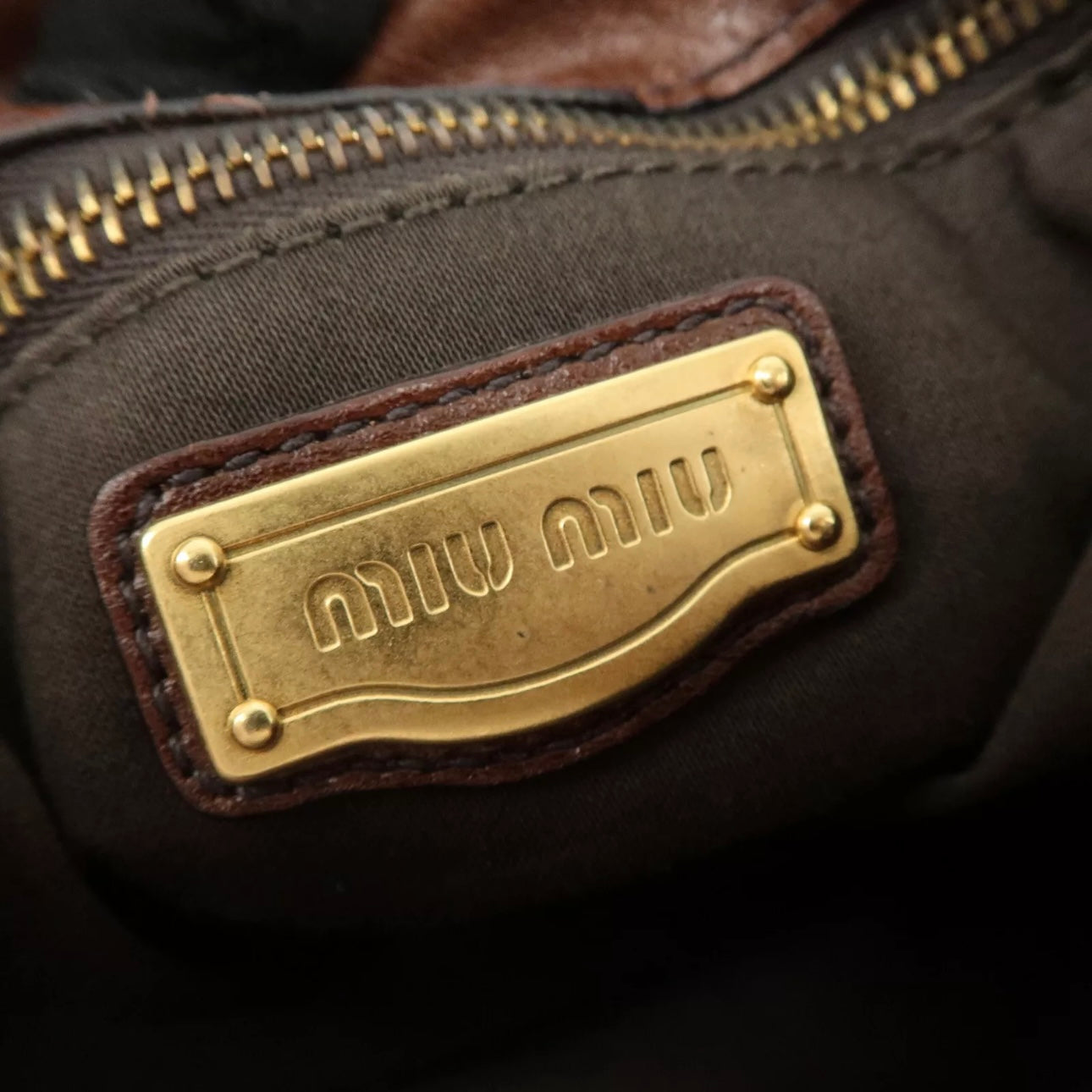 MIU MIU Leather Shoulder Bag Brown