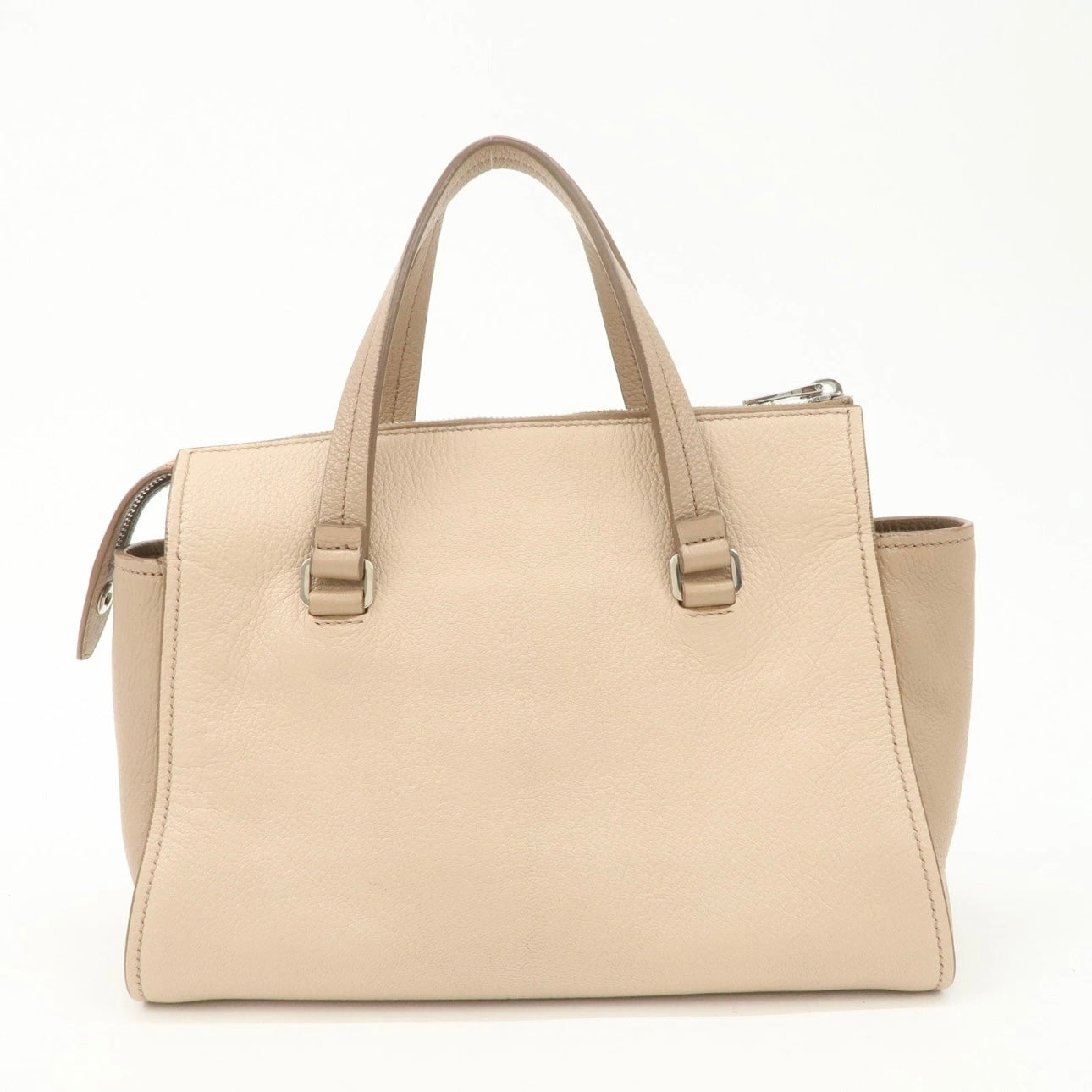 MIU MIU Leather 2Way Hand Bag Beige Pink Beige