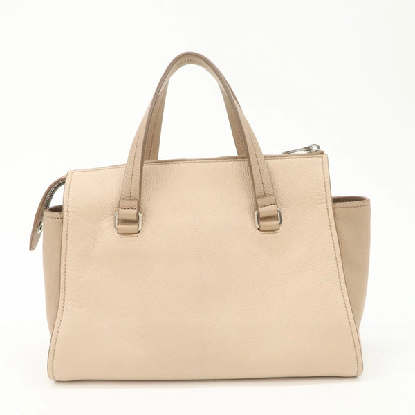 MIU MIU Leather 2Way Hand Bag Beige Pink Beige