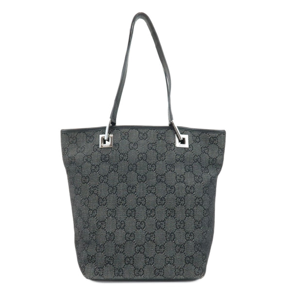 GUCCI Leather GG Canvas Tote Shoulder Bag