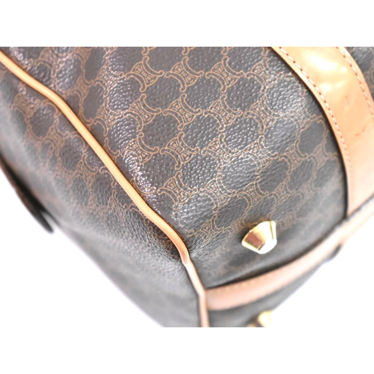 Celine Macadam PVC Boston Handbag Brown