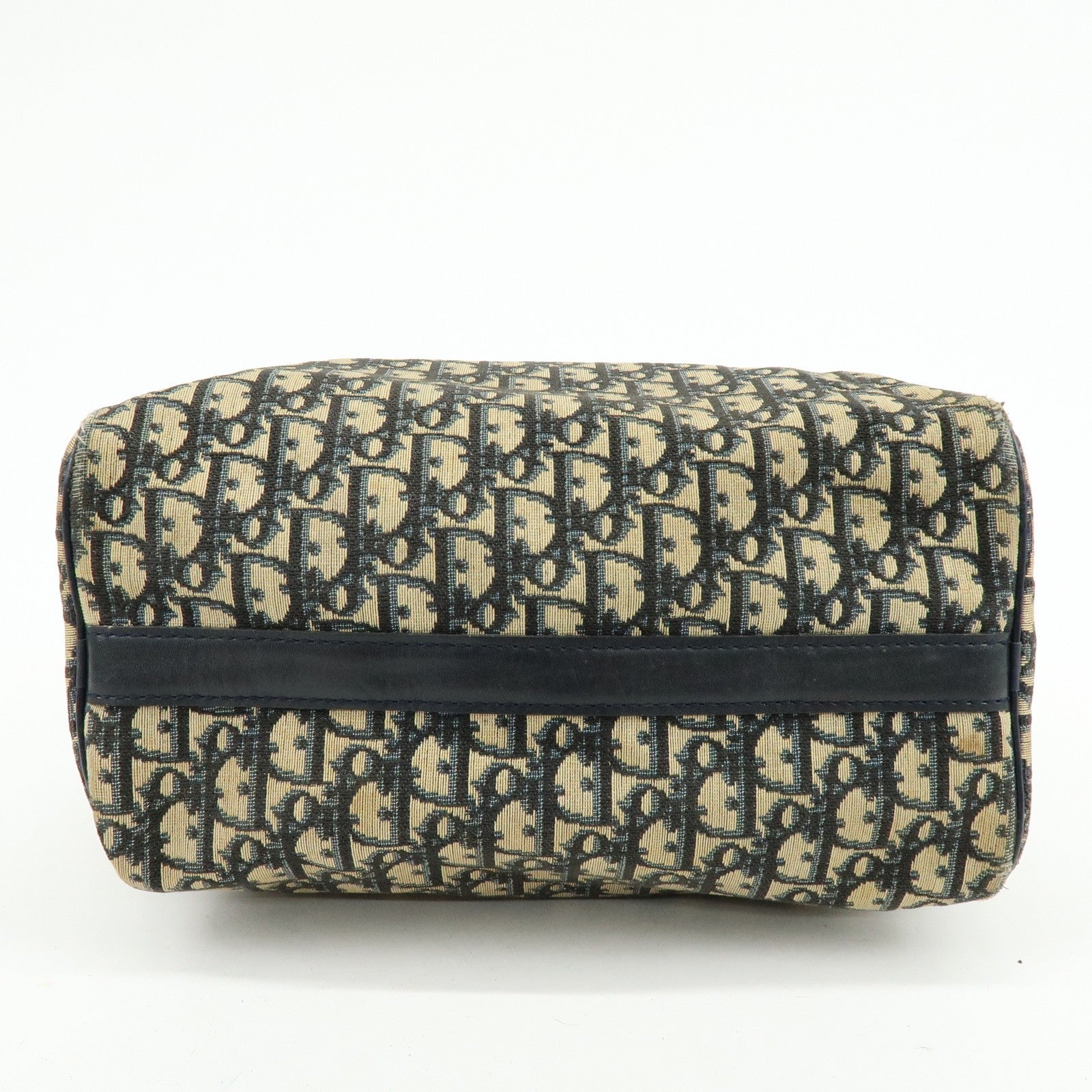 Christian Dior Trotter Boston Hand Bag - Beige Navy, Leather 
