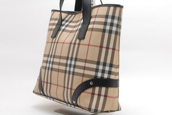 Burberry Nova Tote Bag - Beige, Canvas and Leather