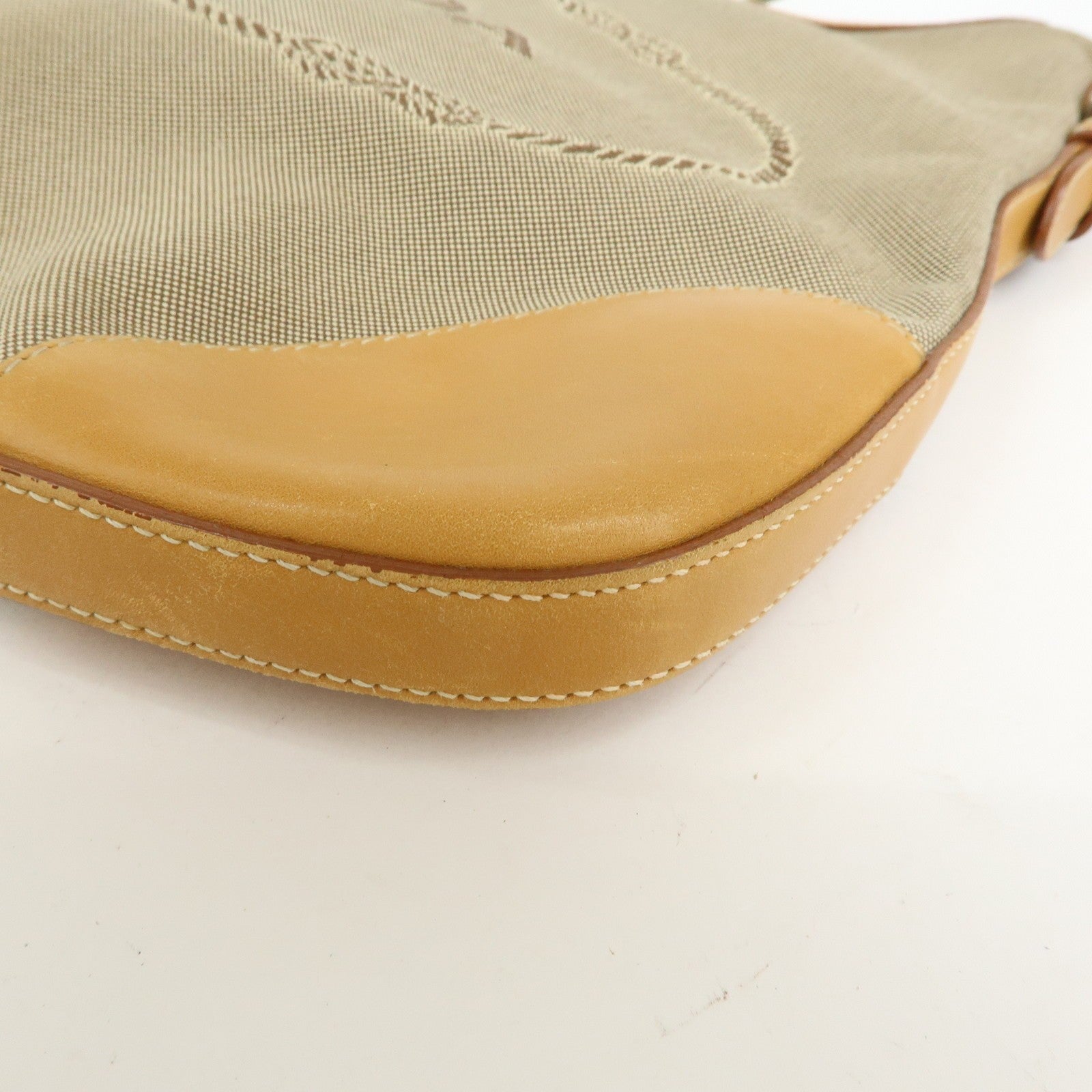 Prada Logo Jacquard Shoulder Bag - Camel, Leather