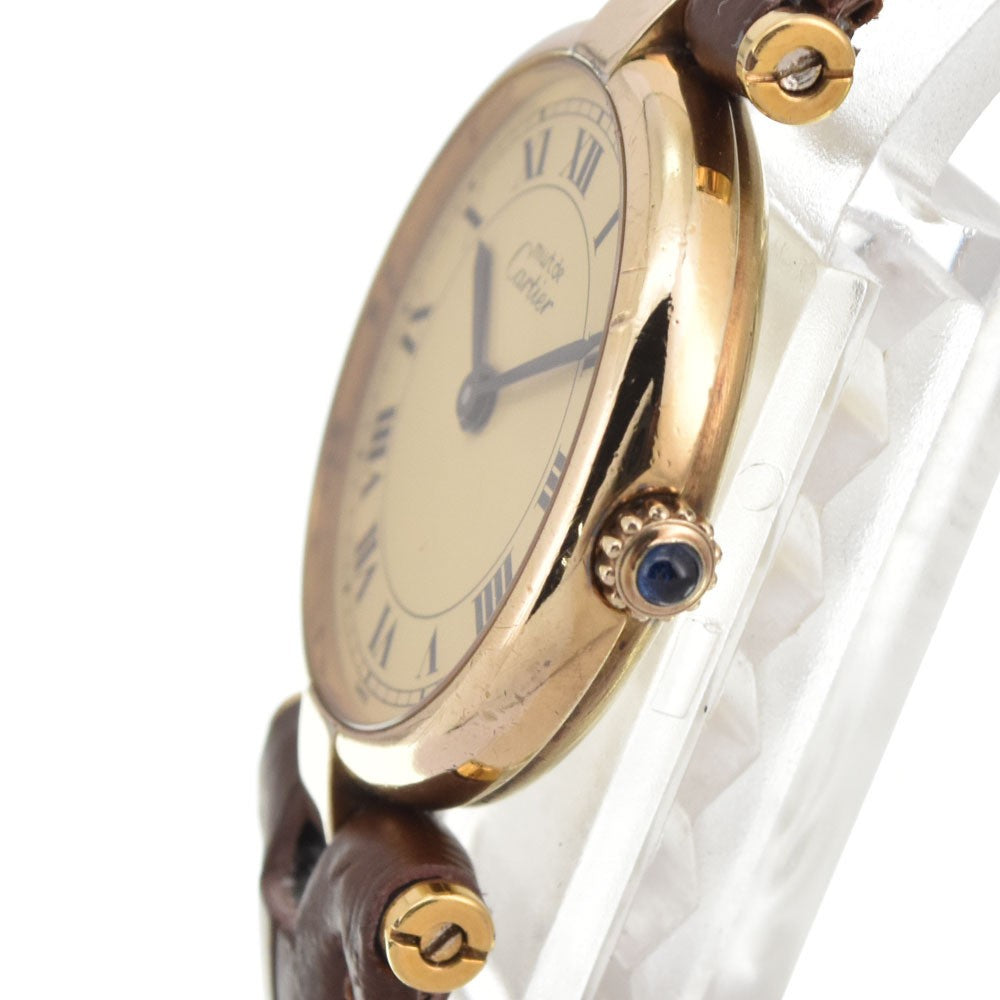 Cartier Must Vendome Watch - Gold, SV925, Leather