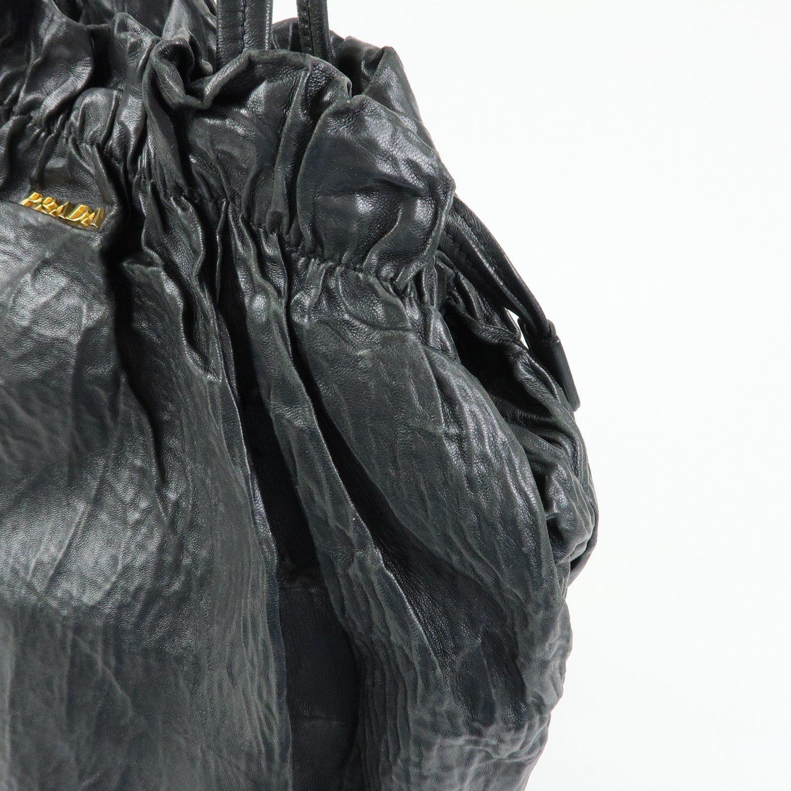Prada Drawstring Shoulder Bag - Black, Leather 