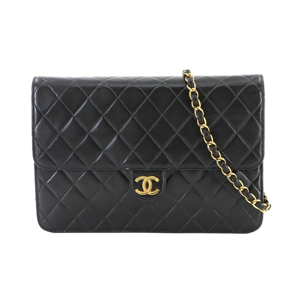 CHANEL Matelasse Chain Shoulder Bag - Black, Leather 