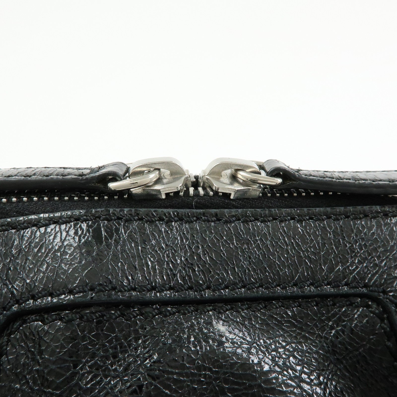 Celine Macadam Stamped Boston Hand Bag - Black, Patent Leather