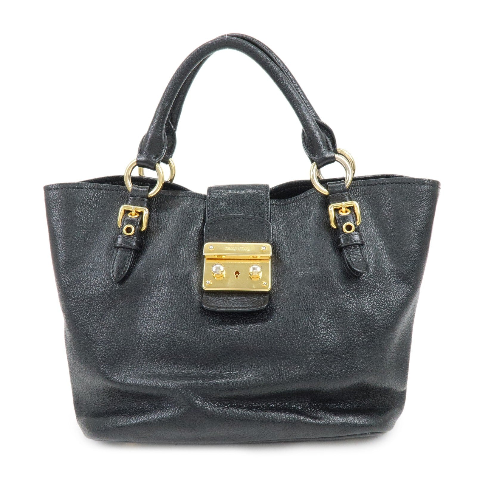 Miu Miu Madras Hand Bag - Black, Leather