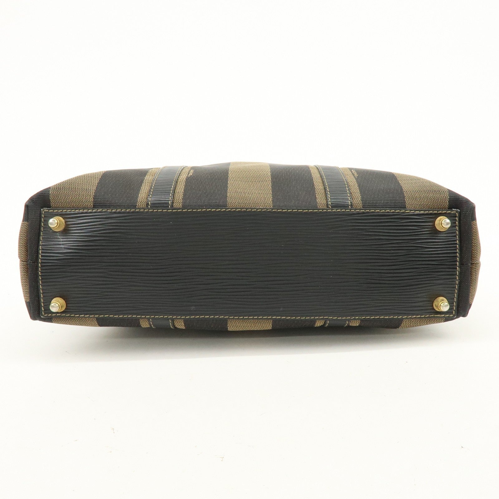 Fendi Pequin Canvas Leather Hand Bag - Brown, Canvas