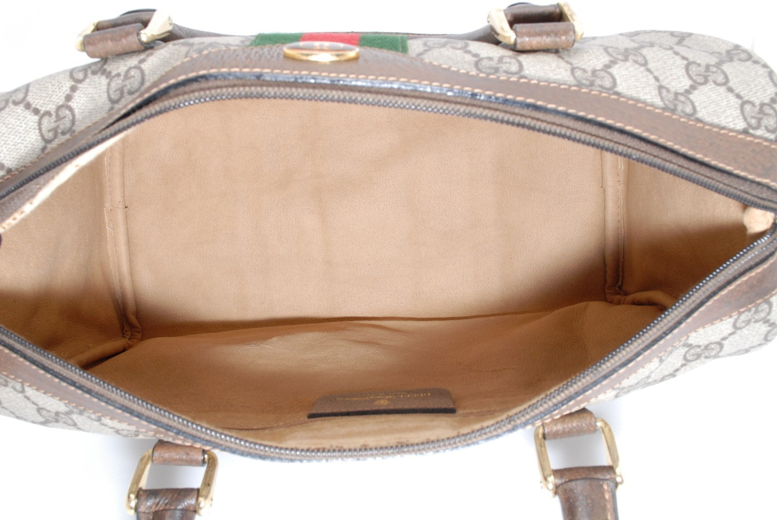 Gucci Guuci GG Supreme Boston Bag - Beige Brown, PVC Leather