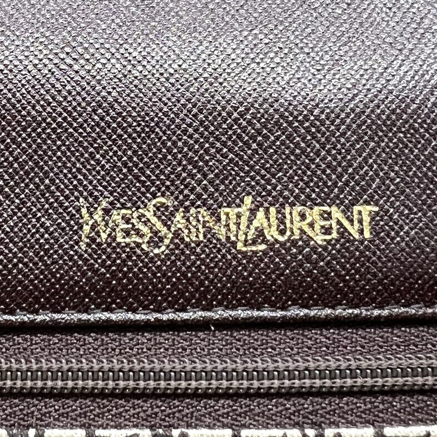 Saint Laurent YSL Vintage Clutch Bag - Brown, Saffiano Leather 