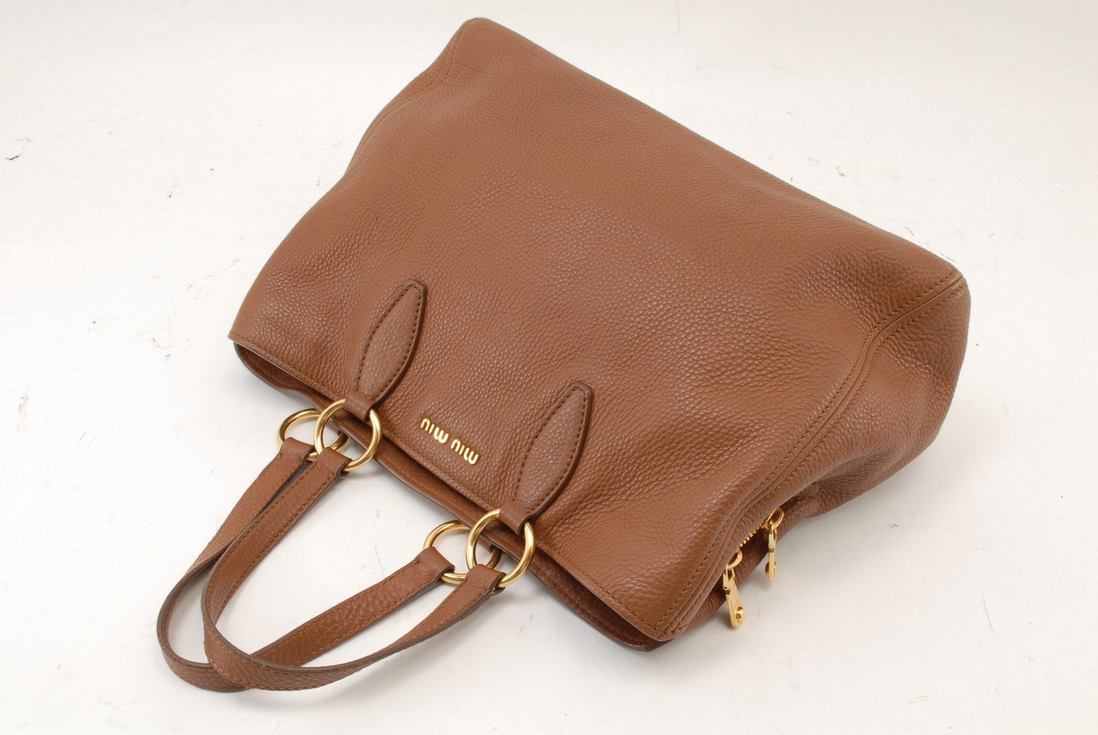 Miu Miu Vitello Lux Tote Handbag - Brown, Leather