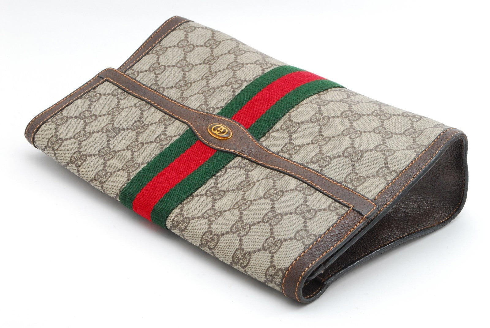 Gucci GG Supreme Web Clutch Bag - Beige, PVC