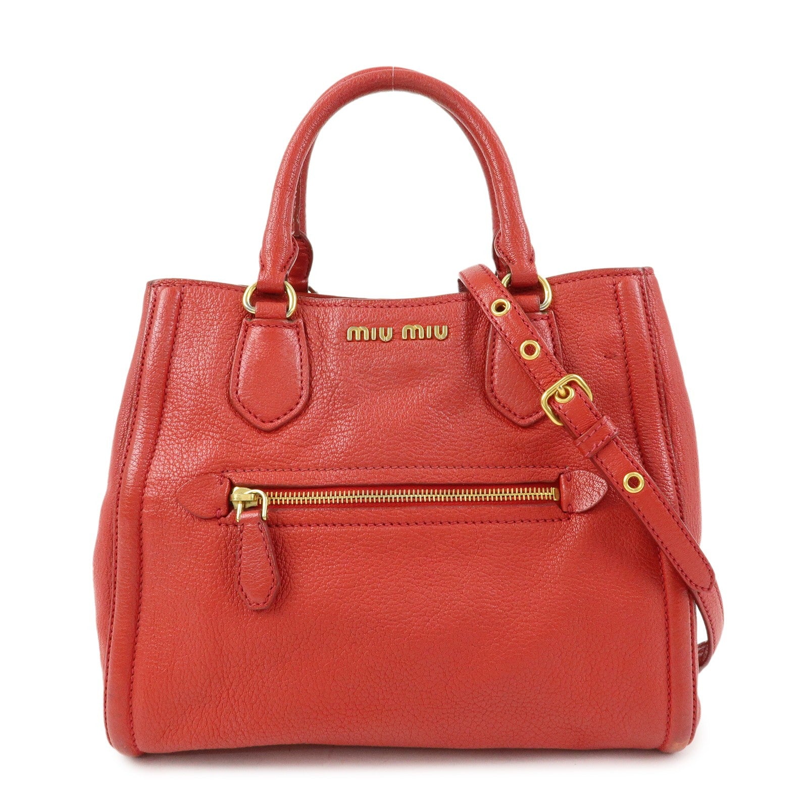 Miu Miu Madras 2Way Handbag - Red, Leather 
