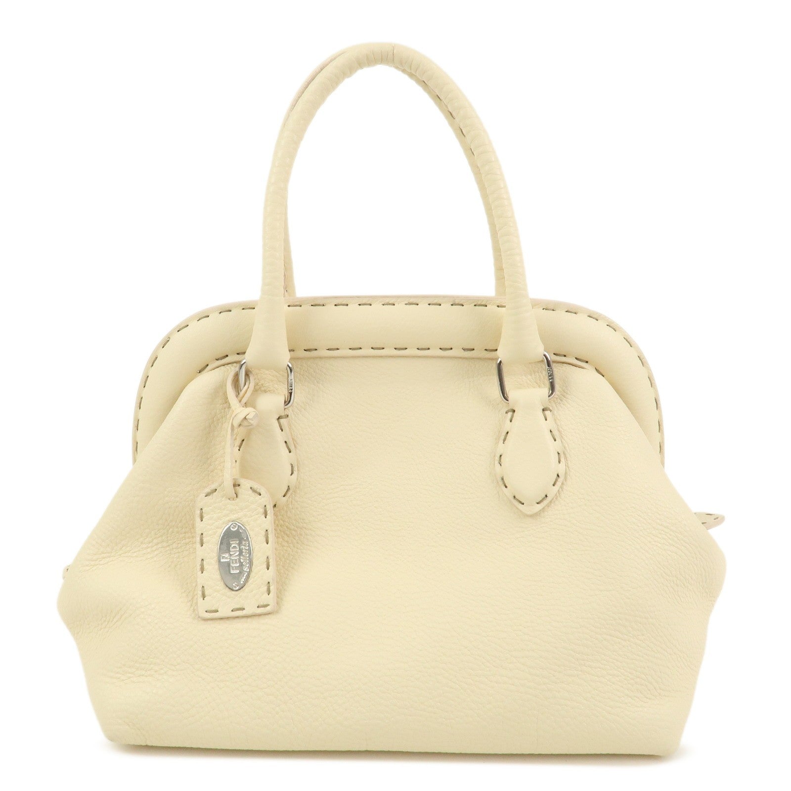 Fendi Boston Hand Bag - Cream, Leather