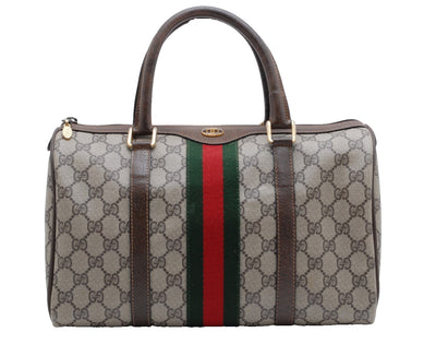 Gucci Guuci GG Supreme Boston Bag - Beige Brown, PVC Leather