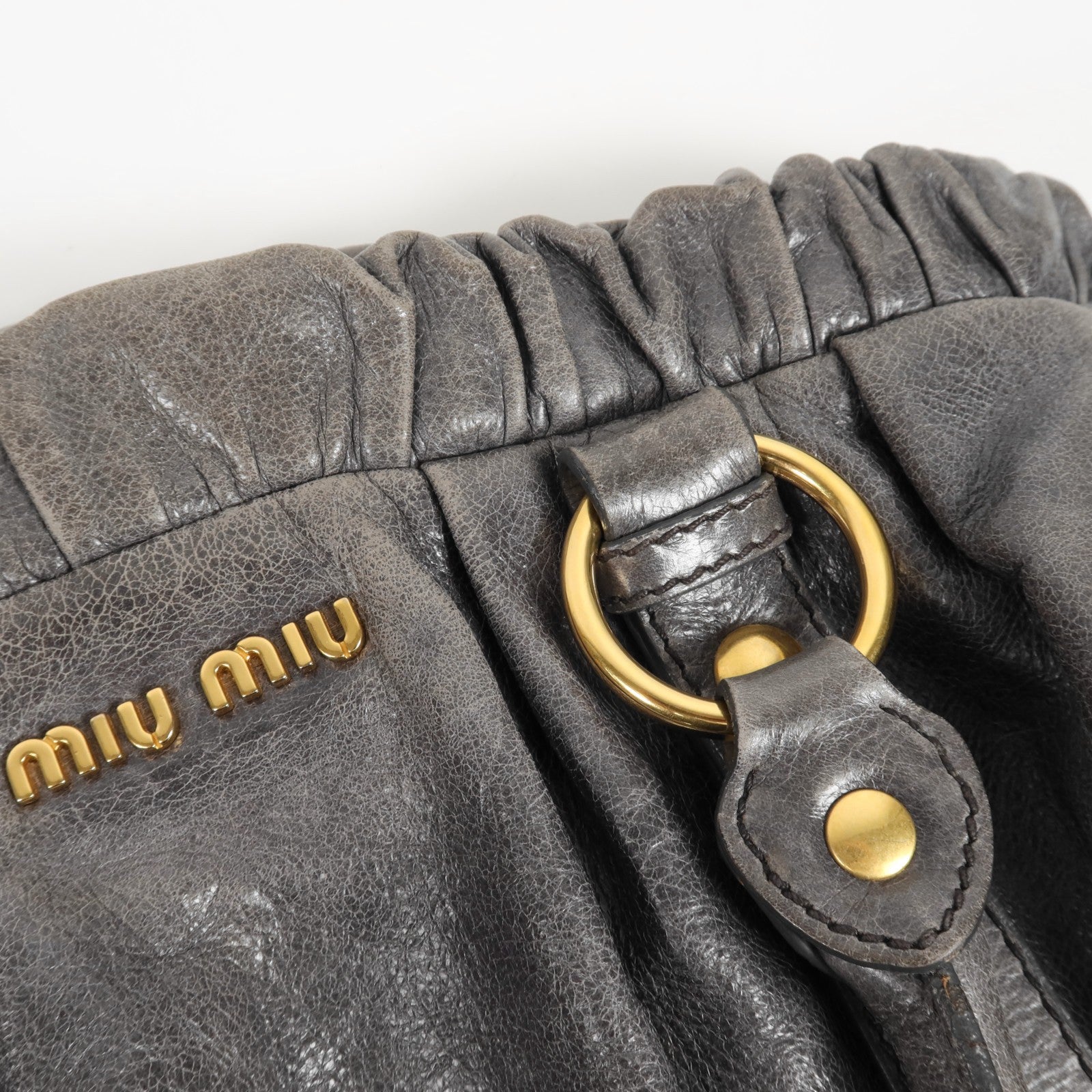 Miu Miu GHW Shoulder Bag - Grey, Calfskin Leather 