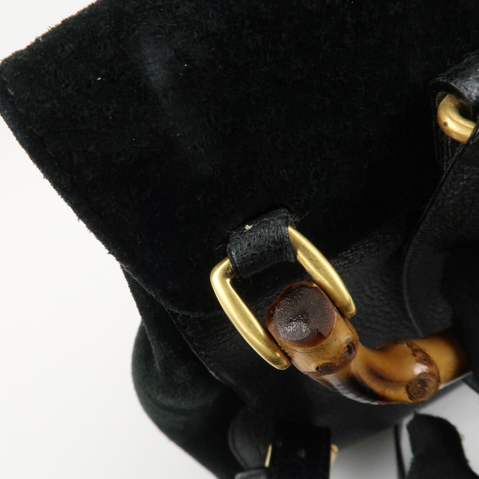 Gucci Bamboo Backpack - Black, Suede, Leather