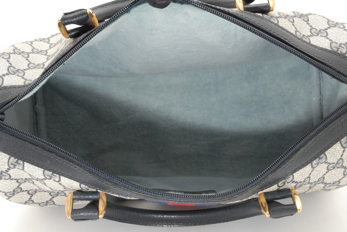 Gucci Vintage GG Supreme Sherry Line Web PVC Boston Hand Bag - Brown, PVC