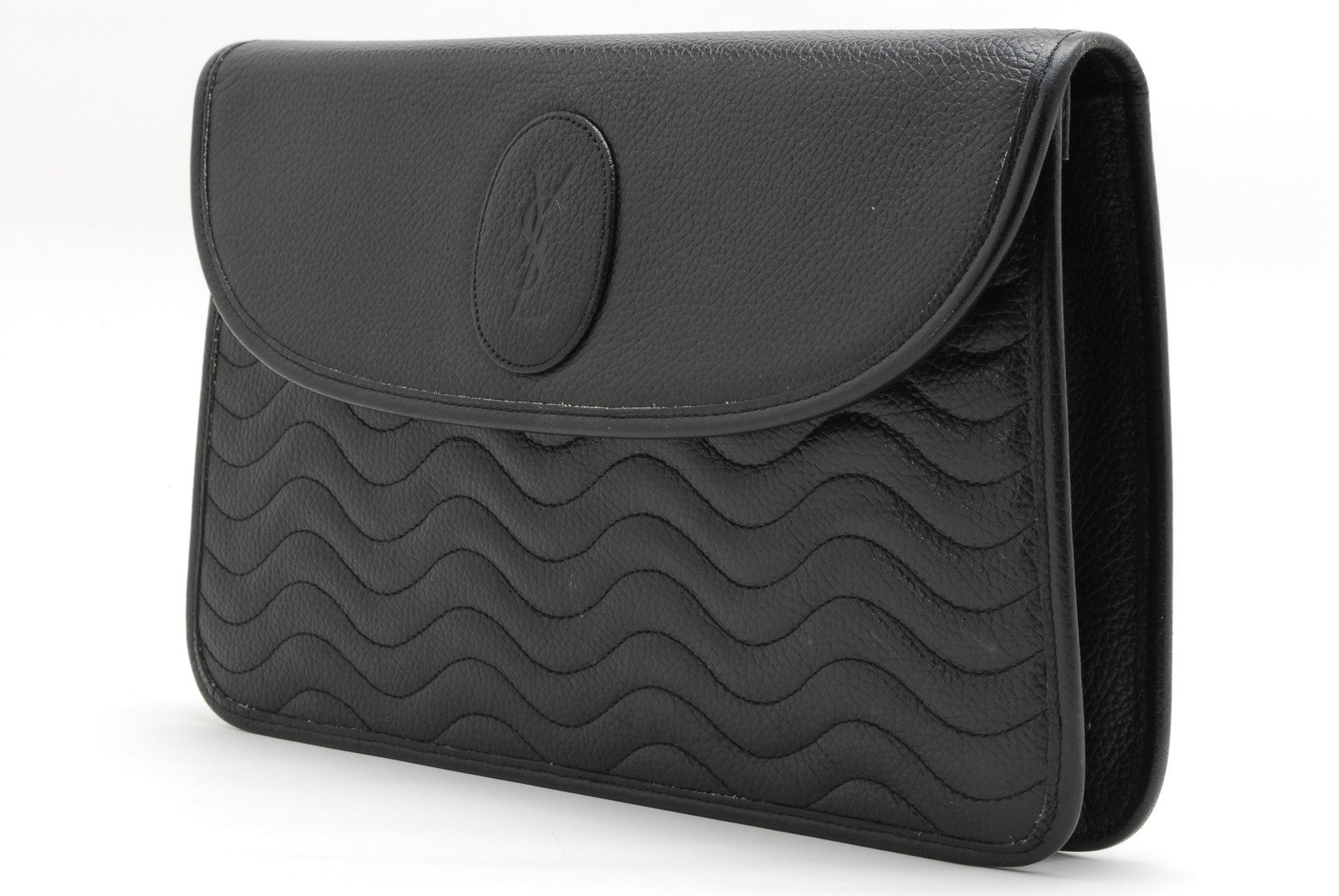 Saint Laurent Stitch Clutch Bag - Black, Leather 