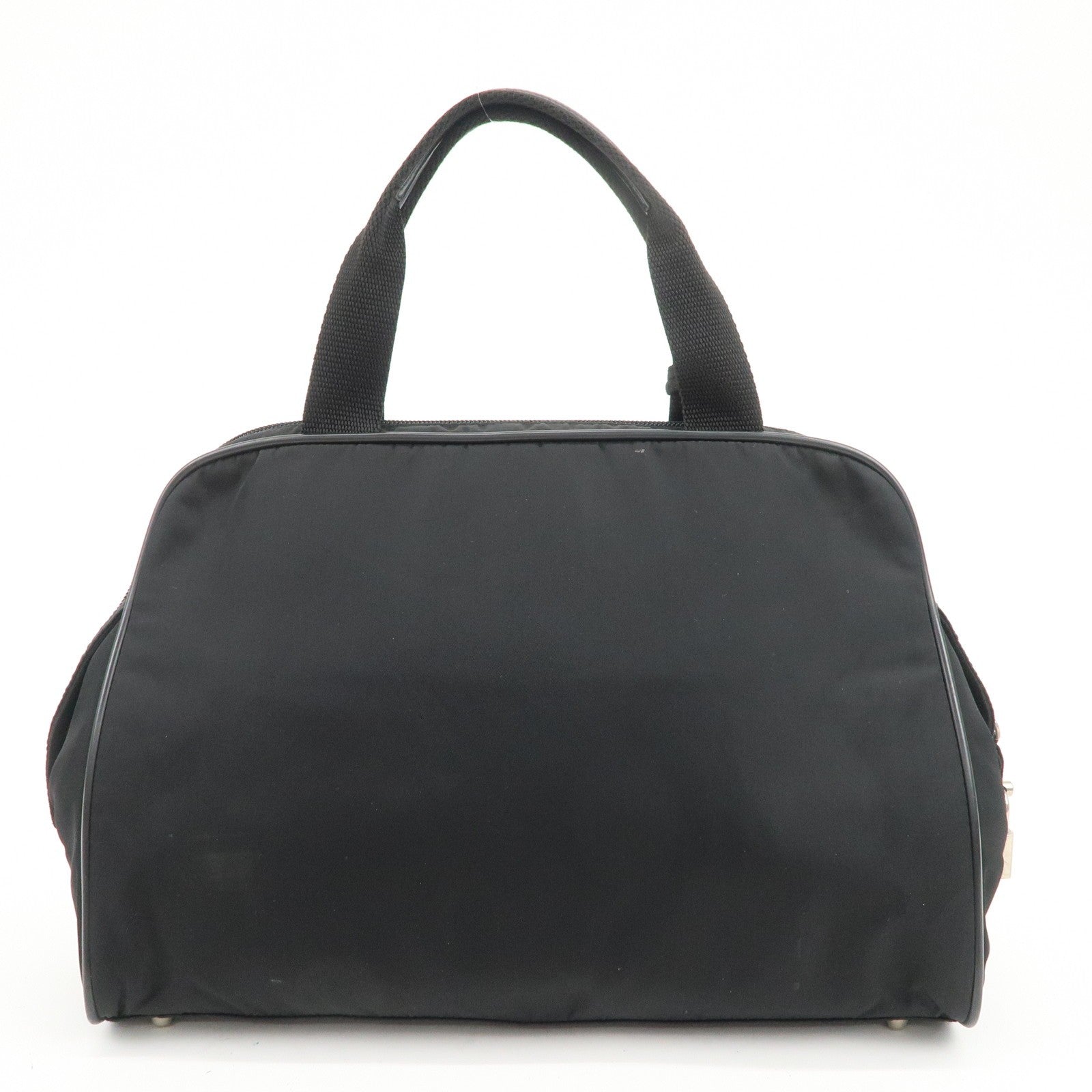Prada Triangle Logo Hand Bag - Black, Nylon and Leather