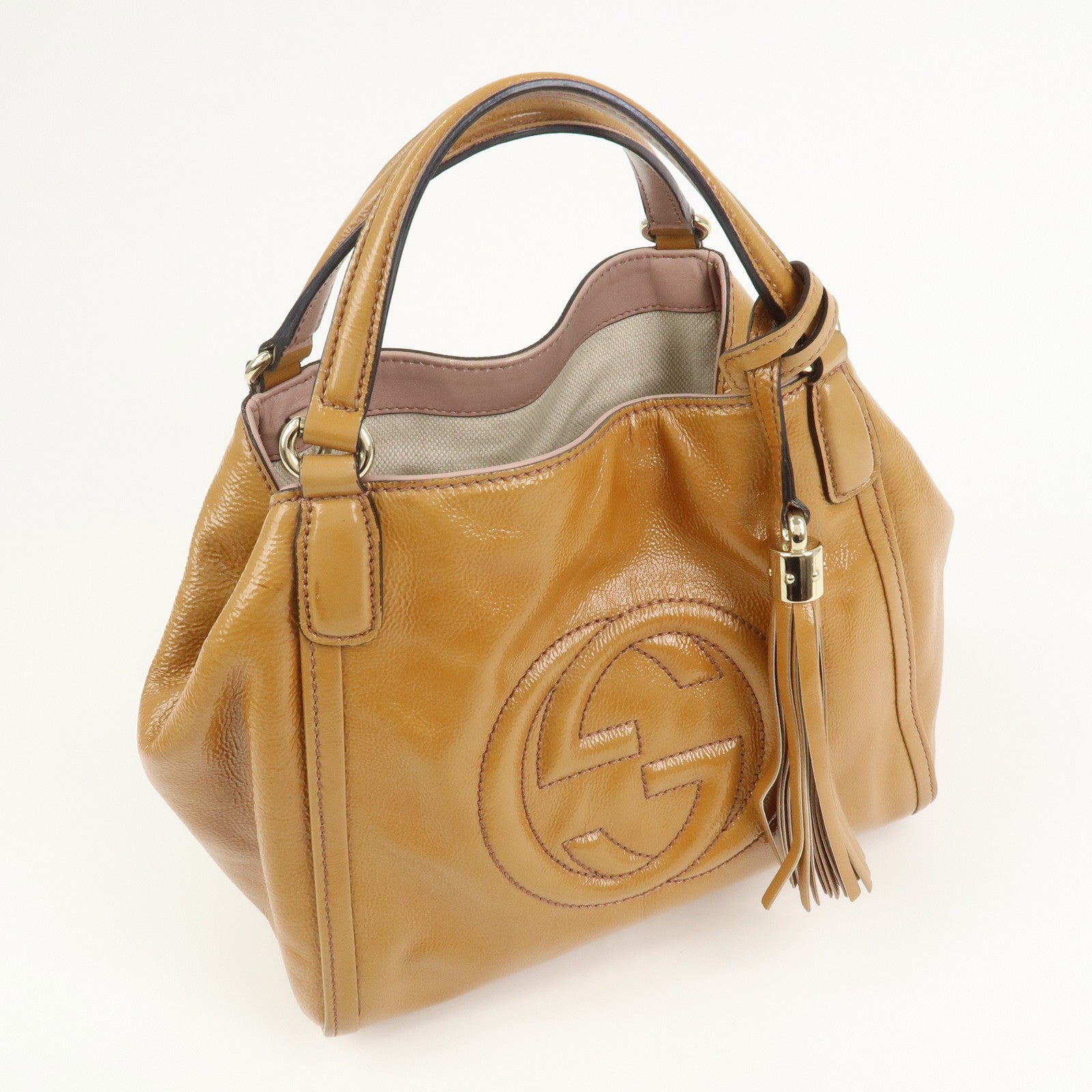 Gucci Soho Interlocking G 2Way Bag - Brown, Patent Leather