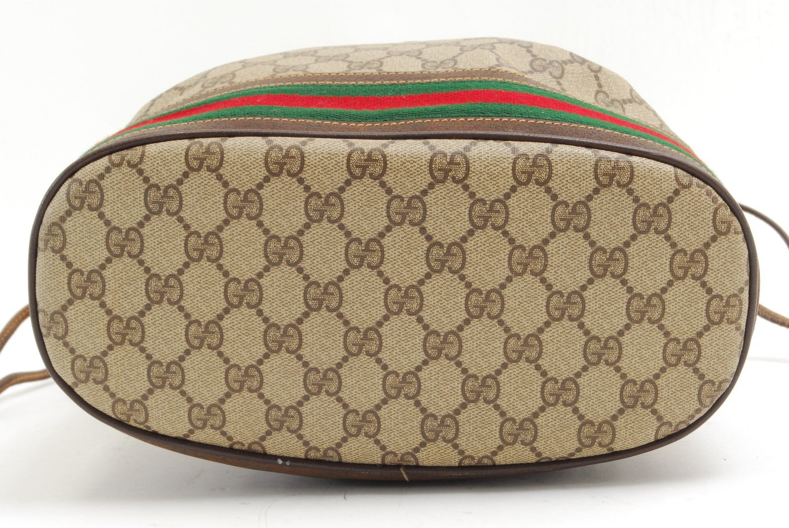 Gucci Vintage GG Sherry Line Drawstring Shoulder Bag - Brown, PVC Leather 