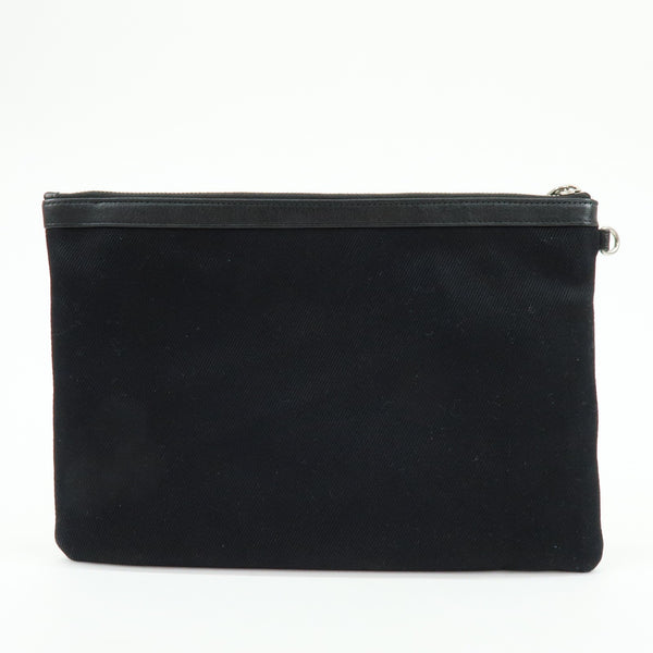 Saint Laurent Paris Clutch Bag - Black, Canvas, Leather 
