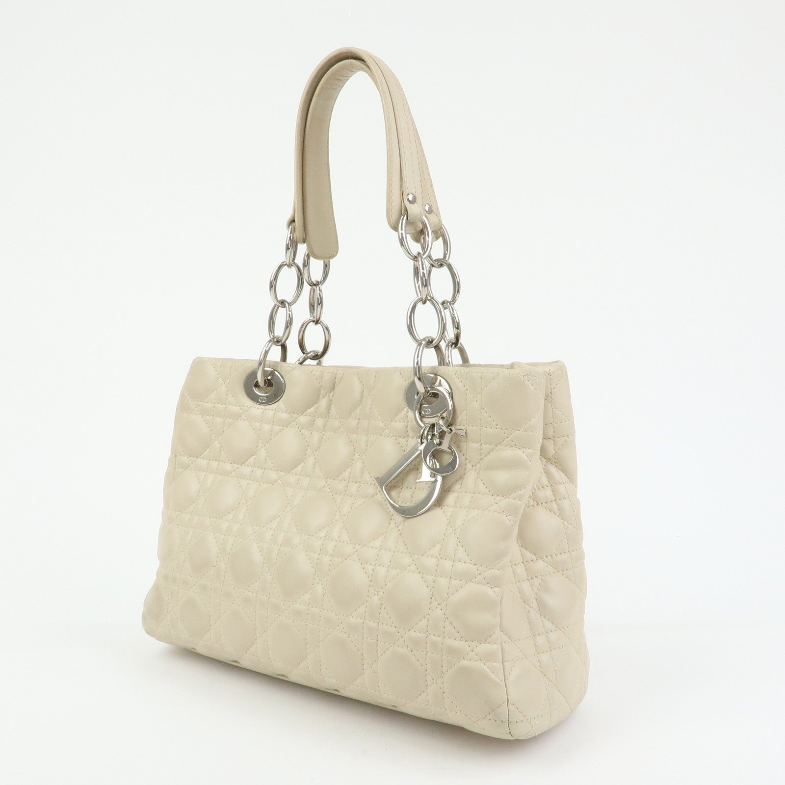 Christian Dior Lady Dior Hand Bag - Ivory, Lamb Skin