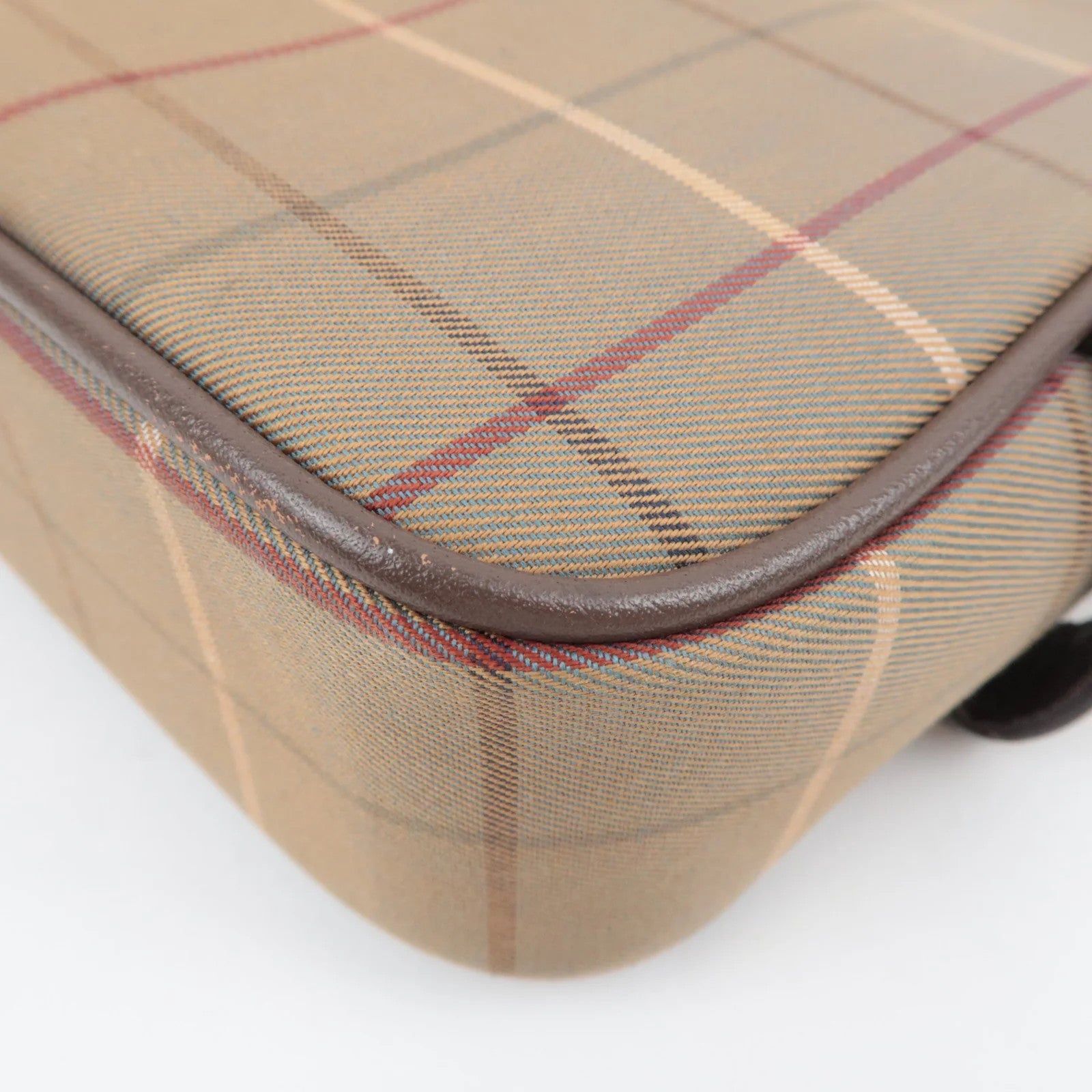 Burberry BURBERRY burberrys Plaid Canvas Leather Clutch Bag - Khaki, Brown, Canvas, Leather