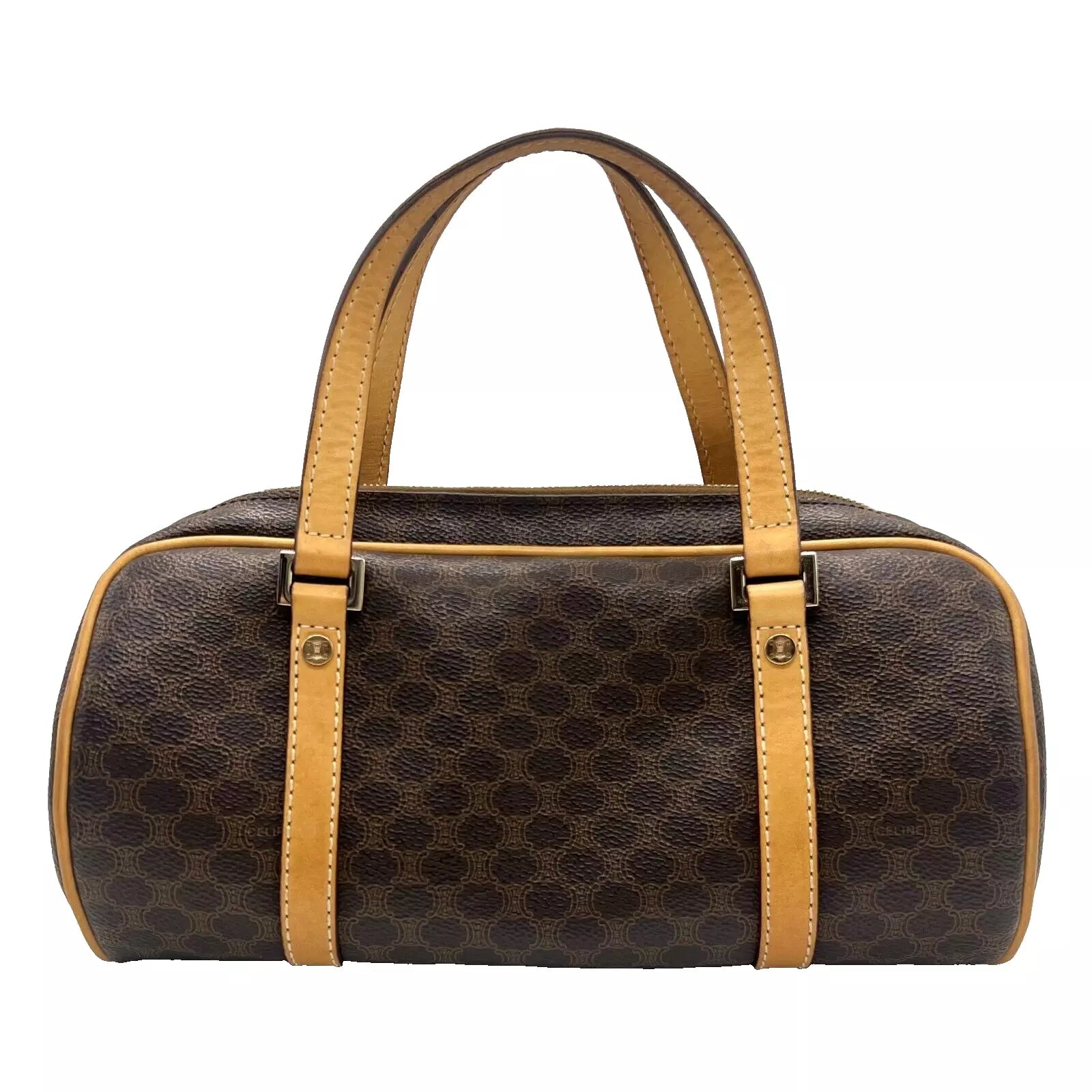 CELINE Triomphe Shoulder Bag - Tan, Leather, PVC