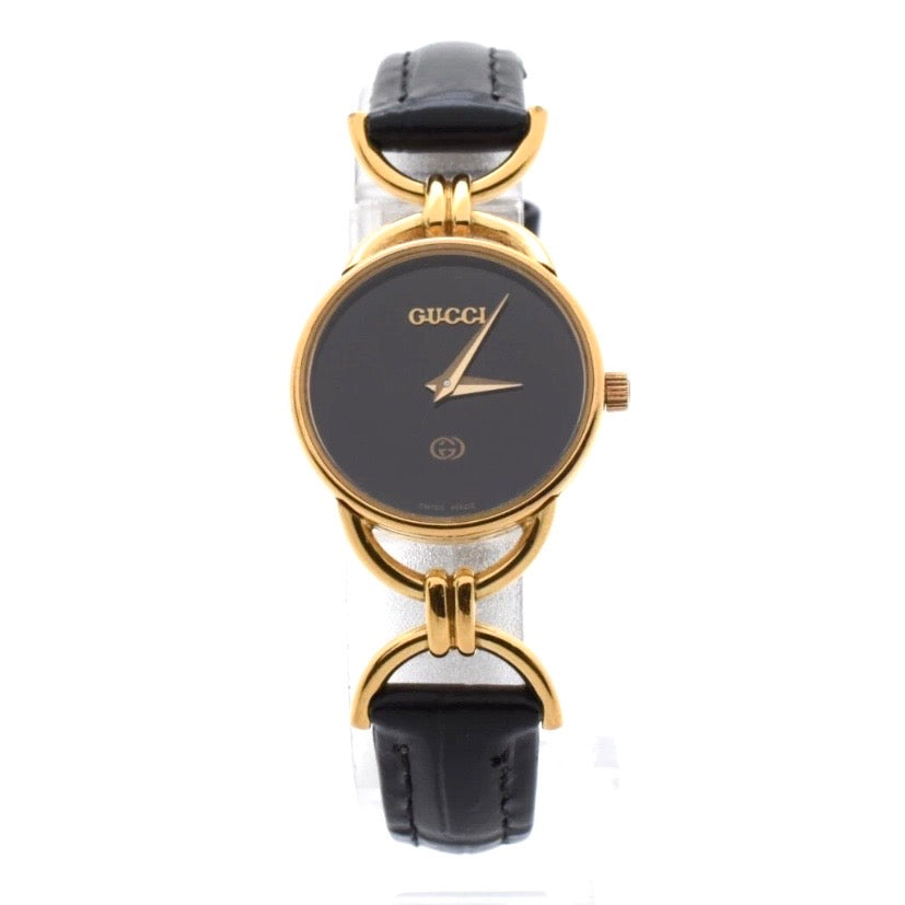 Vintage GUCCI 6000L 23mm Black Dial Gold Quartz Watch