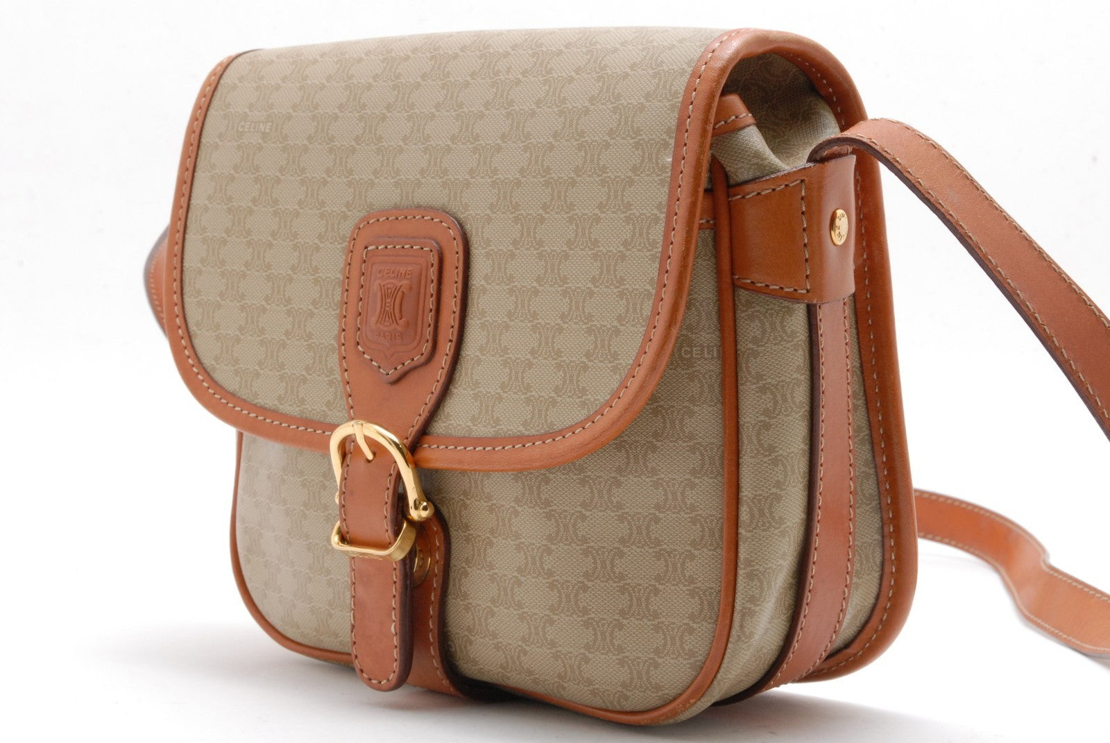 Celine Macadam Shoulder Bag - Beige, Leather