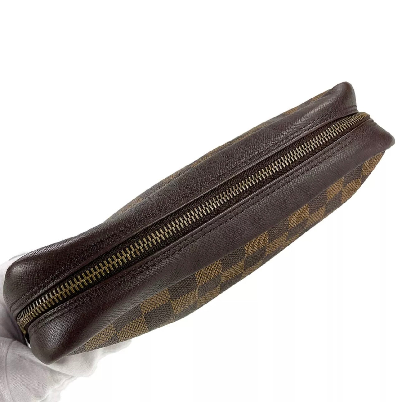 Louis Vuitton Damier Trousse Toilette Leather Coated Canvas Brown Pouch