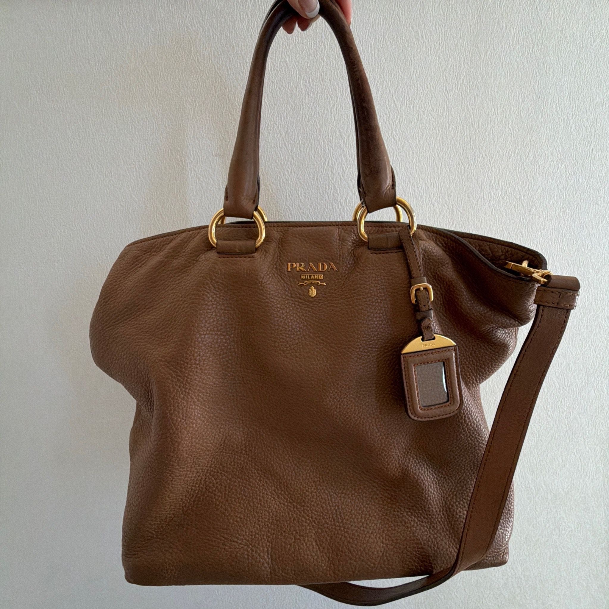 Prada leather tote crossbody bag
