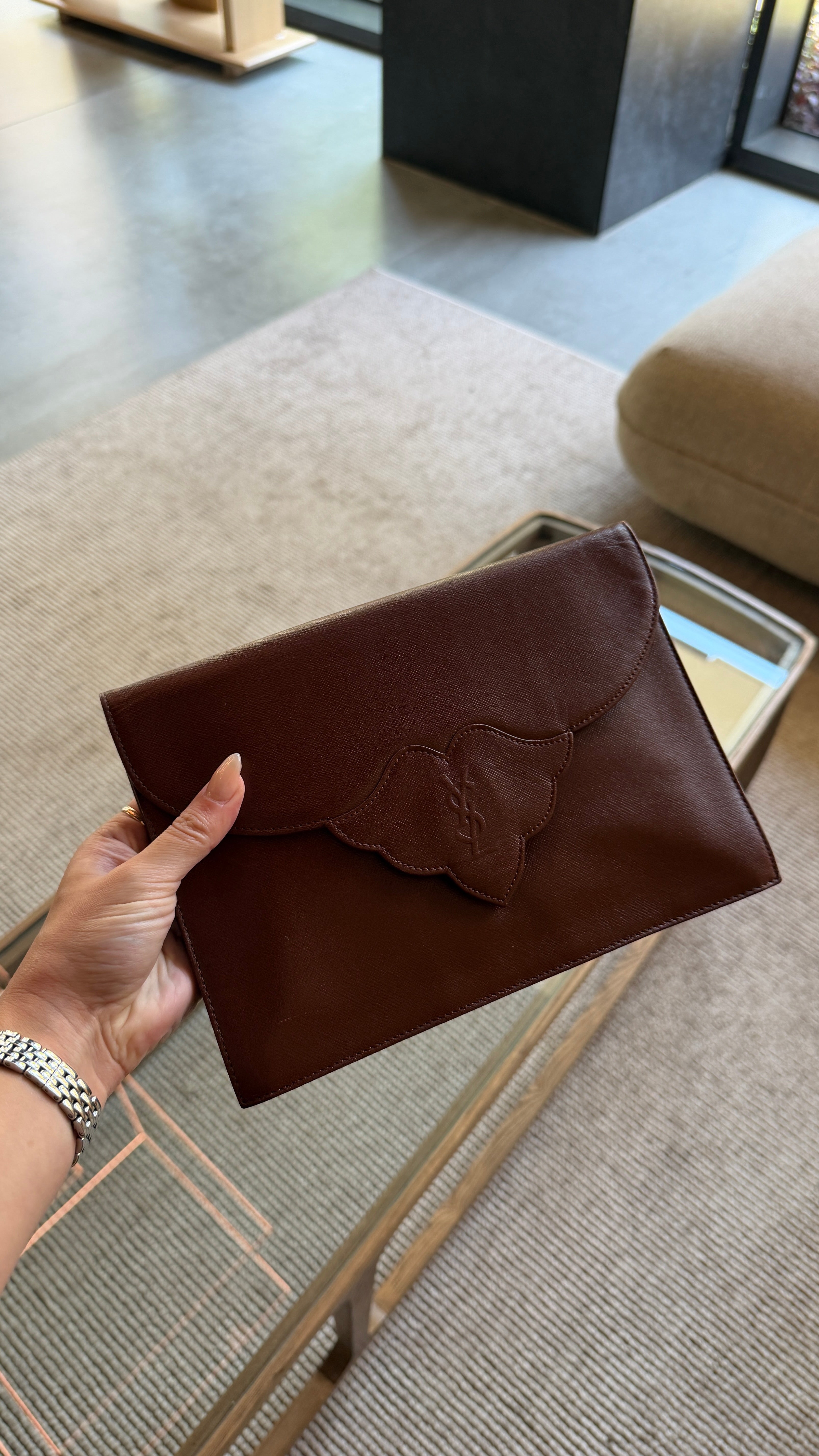 Saint Laurent Vintage Brown leather clutch bag