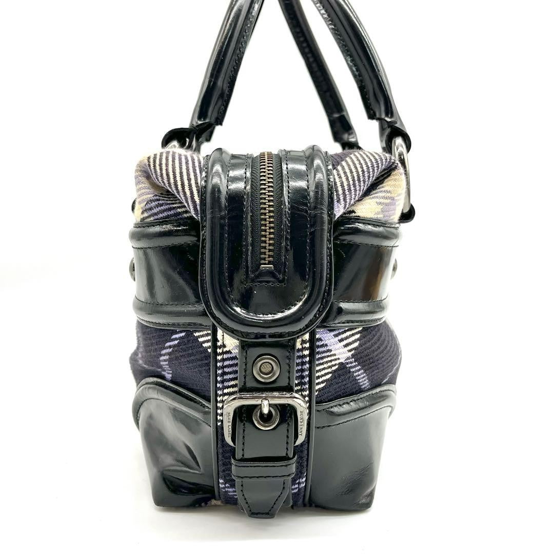 Burberry Blue Label Check Handbag Mini Boston Bag - Multicolor, Canvas, Leather