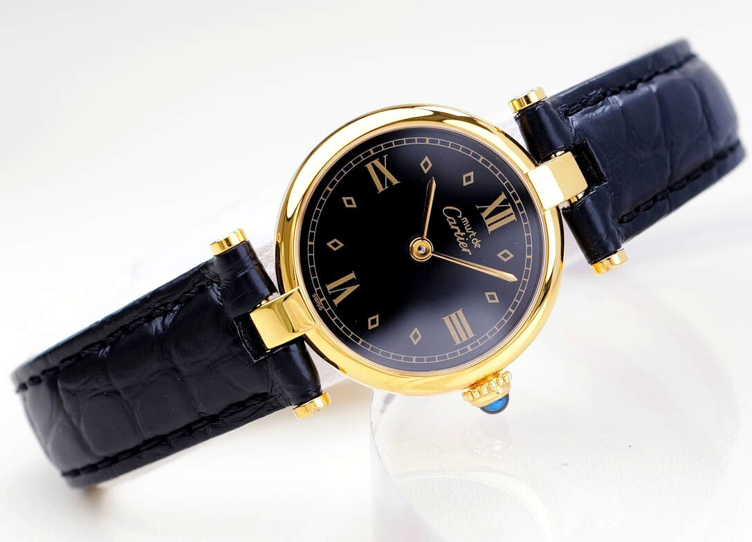 Cartier Vendome Watch - Black, Leather