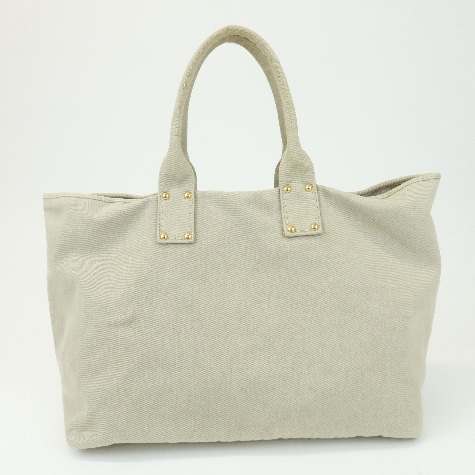 Prada Triangle Logo Tote Bag - Light Beige, Denim