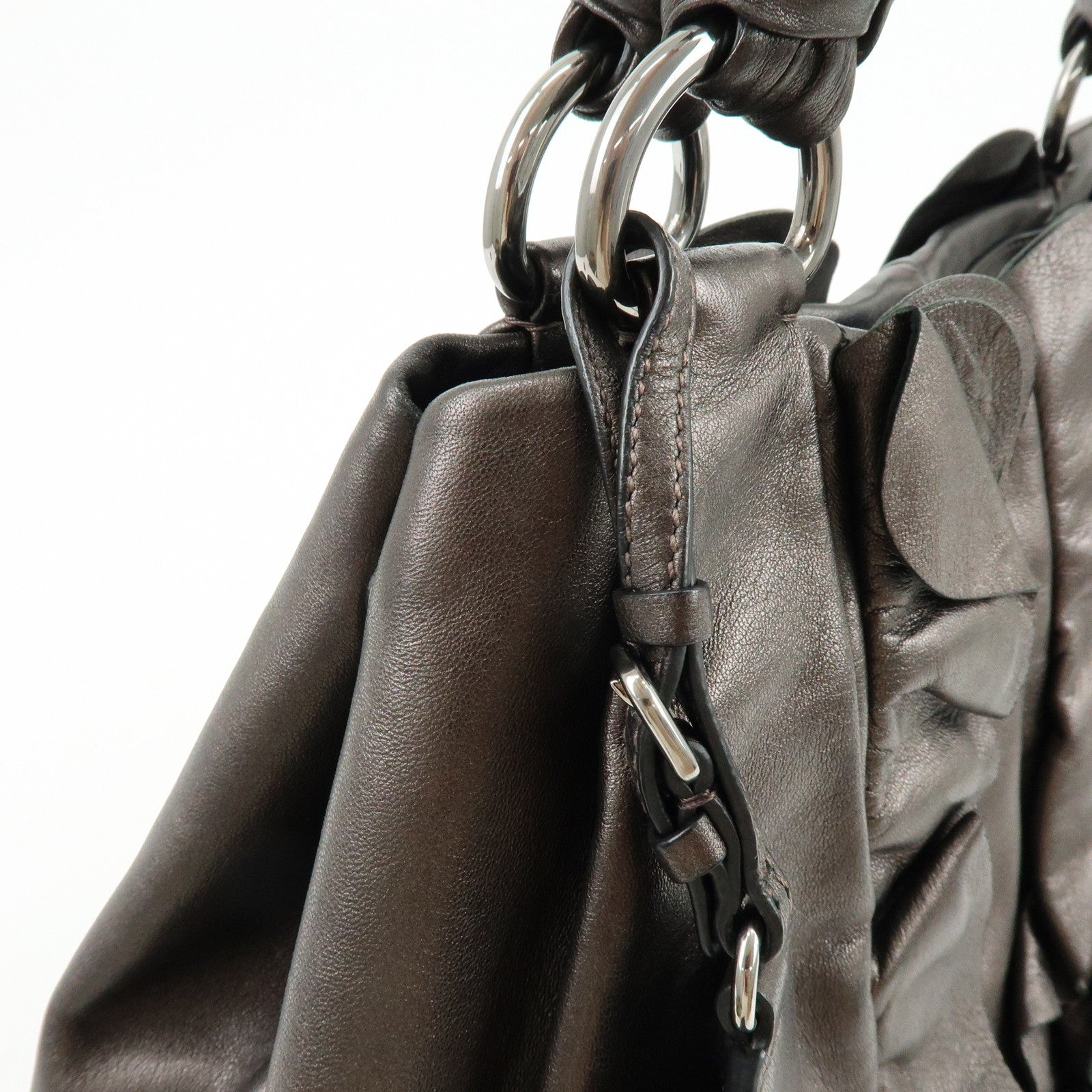 Prada Gathered Tote Bag - Brown, Nappa Leather