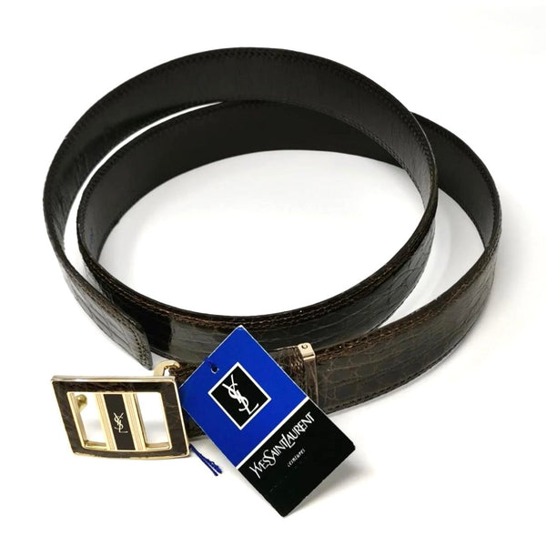 Saint Laurent Brown Croco Belt