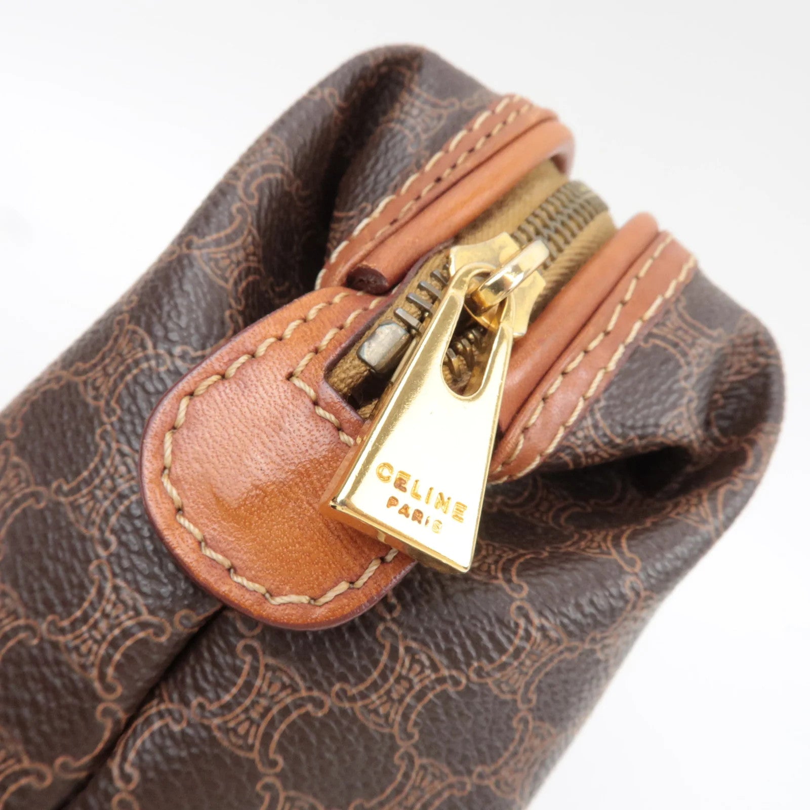 Celine Macadam Cosmetic Pouch - Brown, PVC Leather 