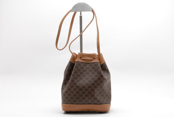 Celine Macadam Drawstring Bucket Mini Shoulder Bag - Brown, PVC
