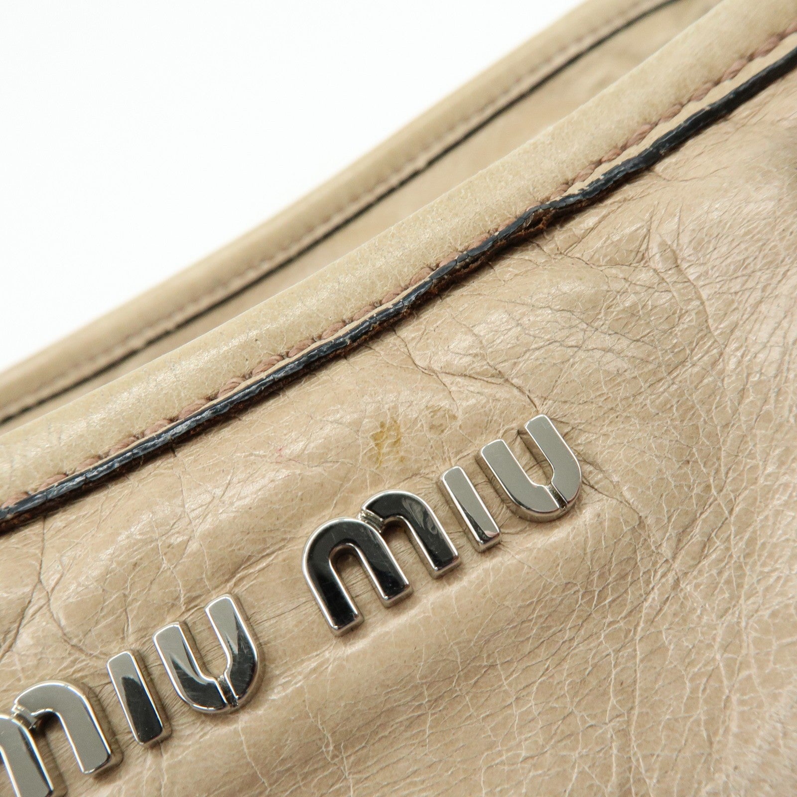Miu Miu Hand Bag - Beige, Leather 